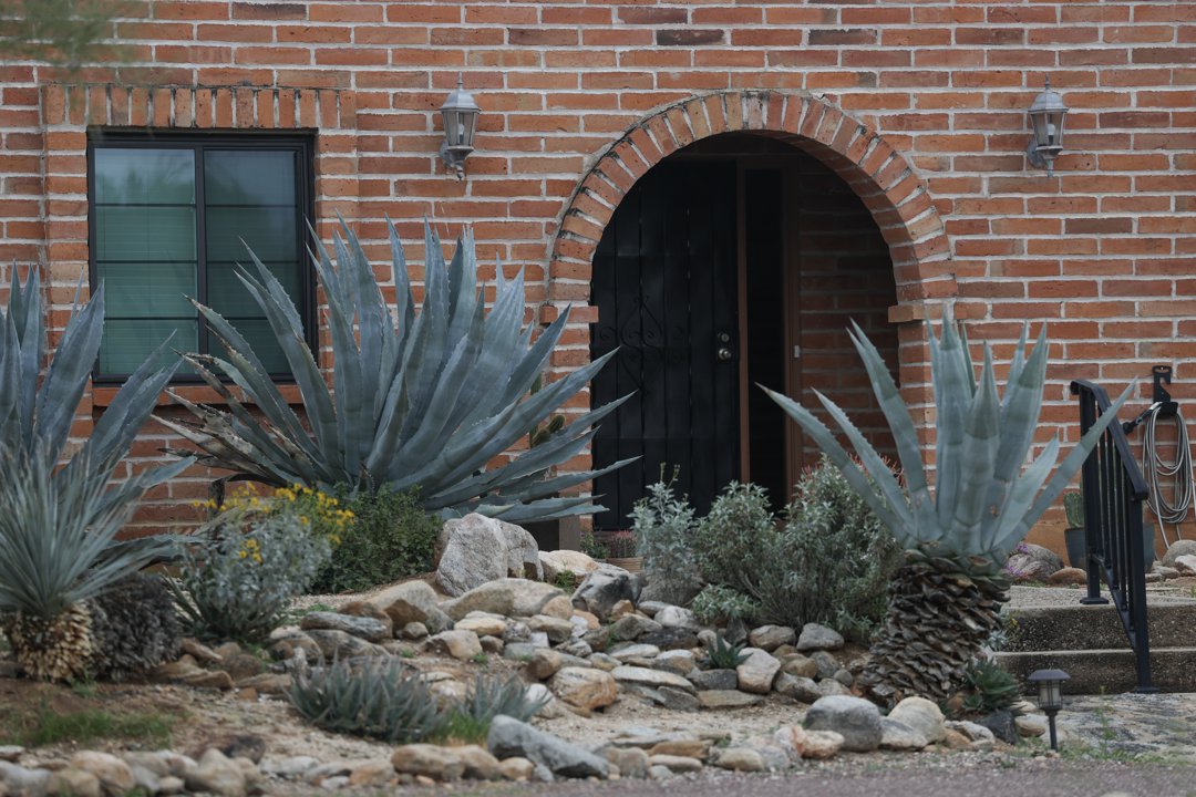 The front entrance of Nancy Guthrie's Tucson home is seen on February 19, 2026 | Source: Getty Images