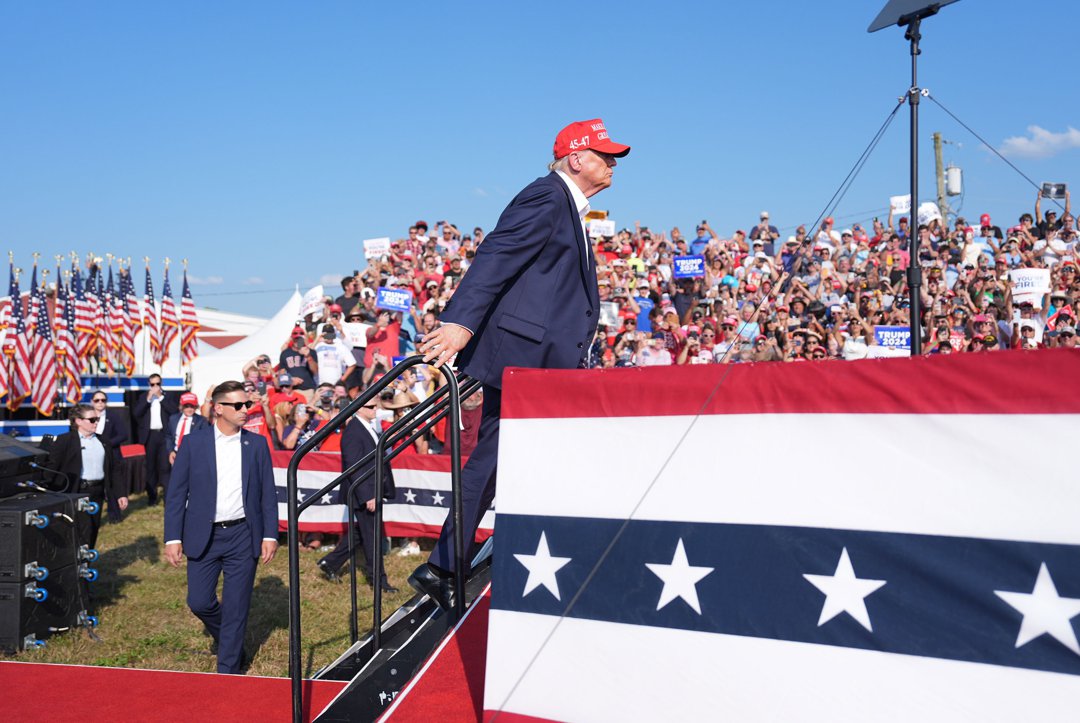 Donald Trump walking onstage during the campaign rally in Butler, Pennsylvania on July 13, 2024. | Source: Getty Images