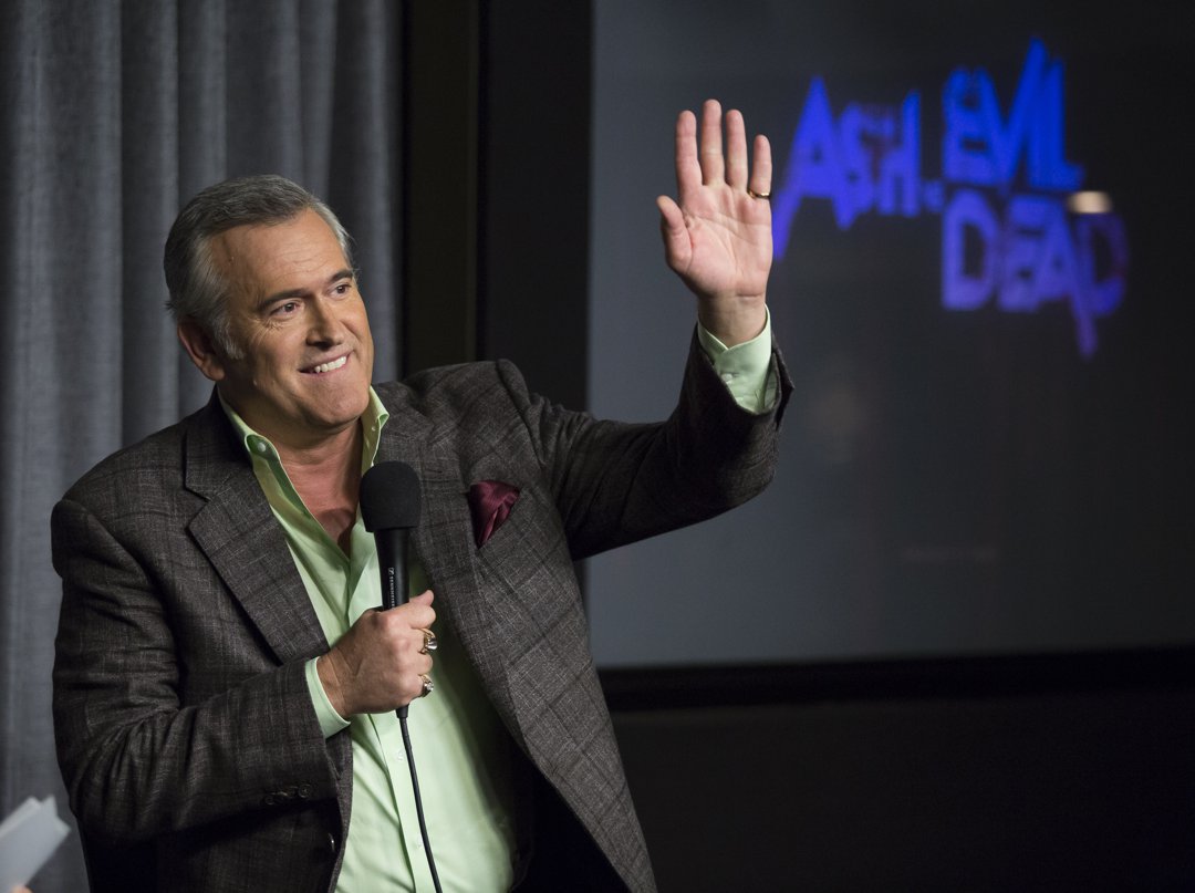 Bruce Campbell speaks during a Q&A at the 21st annual ScreamFest Horror Film Festival in Hollywood, California, on October 17, 2021 | Source: Getty Images