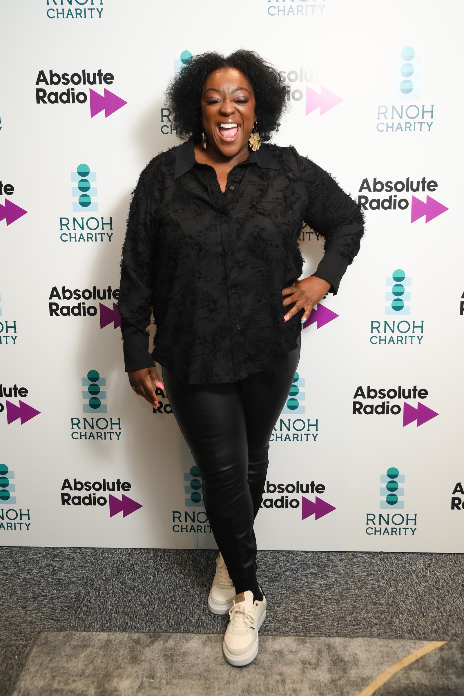 Love brings the laughs &mdash; and the looks &mdash; to the Absolute Radio Live show at the London Palladium. The comedian keeps it effortlessly cool in a sleek all-black ensemble and chunky trainers, flashing a playful grin as she supports the star-studded charity night with her trademark energy and style.