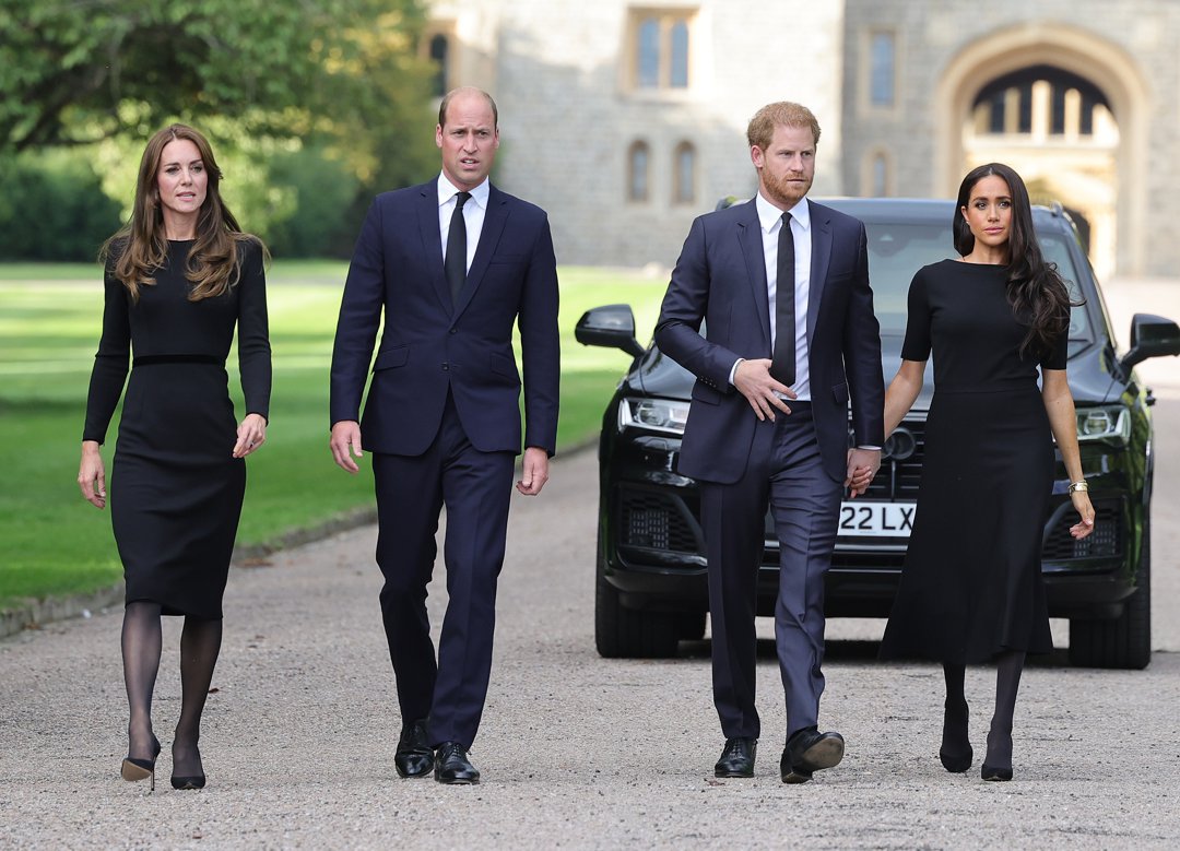 Catherine, Princess of Wales, William, Prince of Wales, Prince Harry, Duke of Sussex, and Meghan, Duchess of Sussex, at Windsor Castle on September 10, 2022, in England. | Source: Getty Images