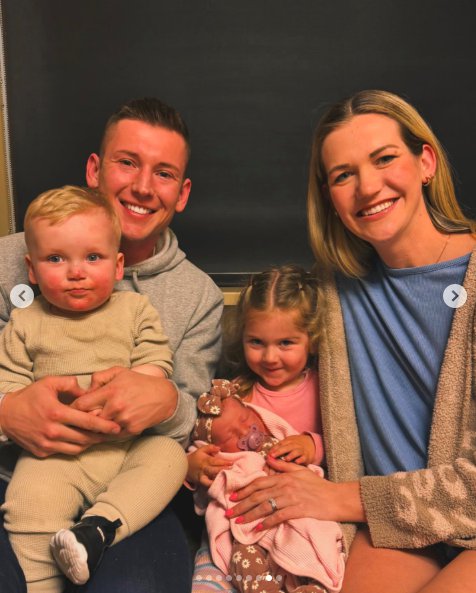 Kassidy Noem Peters and her husband, Kyle Peters, with their three kids, posted on May 4, 2024. | Source: Instagram/kyle.a.peters  and  kassidynoem