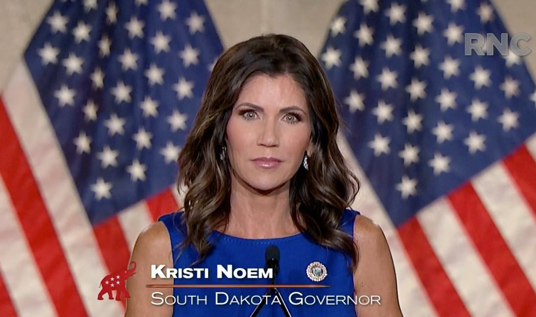 Kristi Noem addresses the Republican National Convention from the Andrew W. Mellon Auditorium on August 26, 2020, in Washington, D.C. | Source: Getty Images