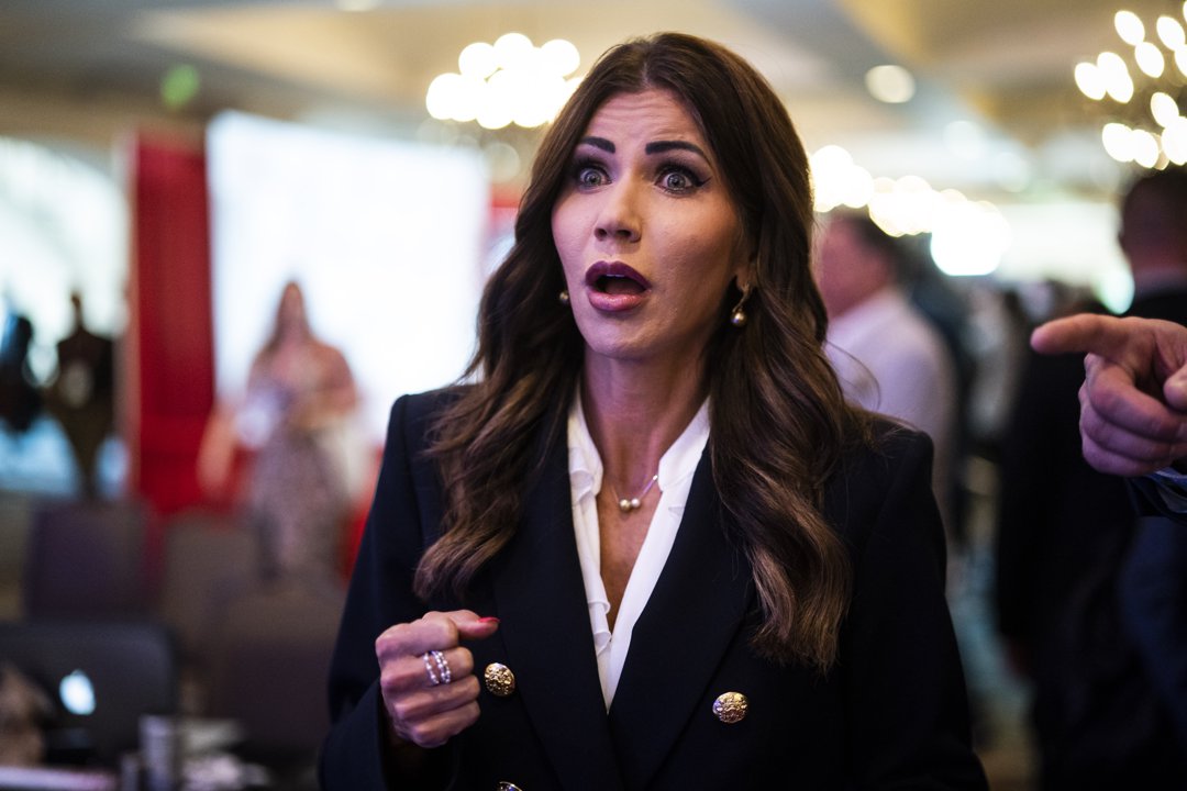 Kristi Noem walks to an interview during the second day of the Conservative Political Action Conference at the Rosen Shingle Creek on February 25, 2022, in Orlando, Florida | Source: Getty Images