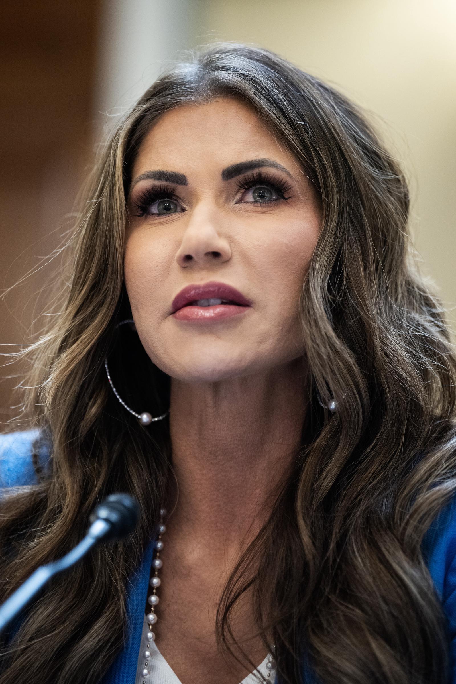 Kristi Noem testifies during the House Natural Resources Committee hearing on H.R. 3397 in the Longworth House Office Building on June 15, 2023, in Washington, D.C. | Source: Getty Images