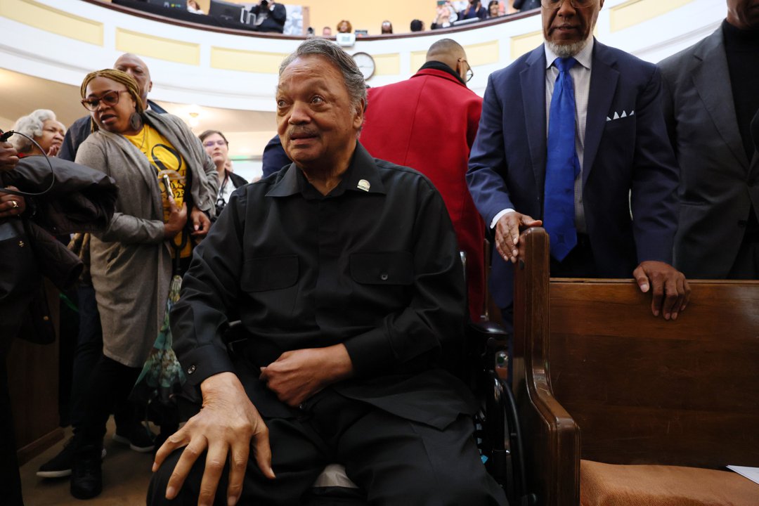Jesse Jackson attends a Sunday church service at Tabernacle Baptist Church on March 9, 2025. | Source: Getty Images