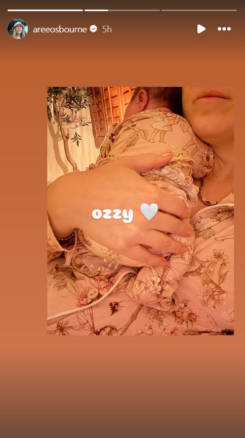 A screengrab of Aree Osbourne's Stories post, shared on 12 March 2026. | Source: Instagram/areeosbourne