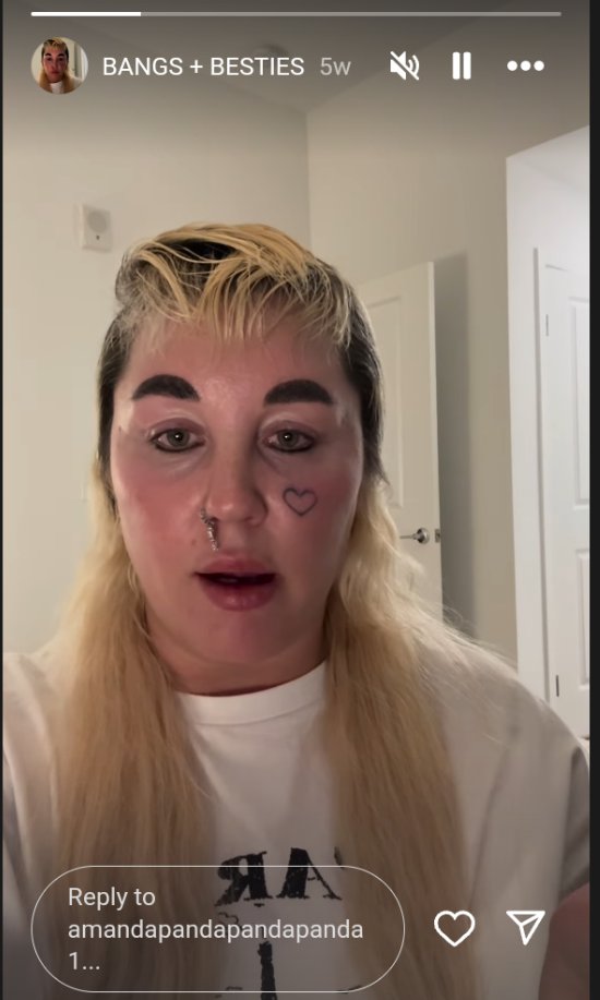 Amanda Bynes talking about growing her bangs out on Instagram Stories, posted in May, 2025. | Source: Instagram/amandapandapandapanda1