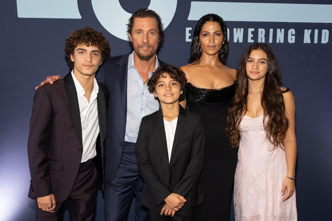 Matthew McConaughey and Camila Alves with their three children, Levi, Livingston, and Vida McConaughey, at the 12th Annual Mack, Jack & McConaughey Gala at ACL Live in Austin, Texas on April 25, 2024. | Source: Getty Images
