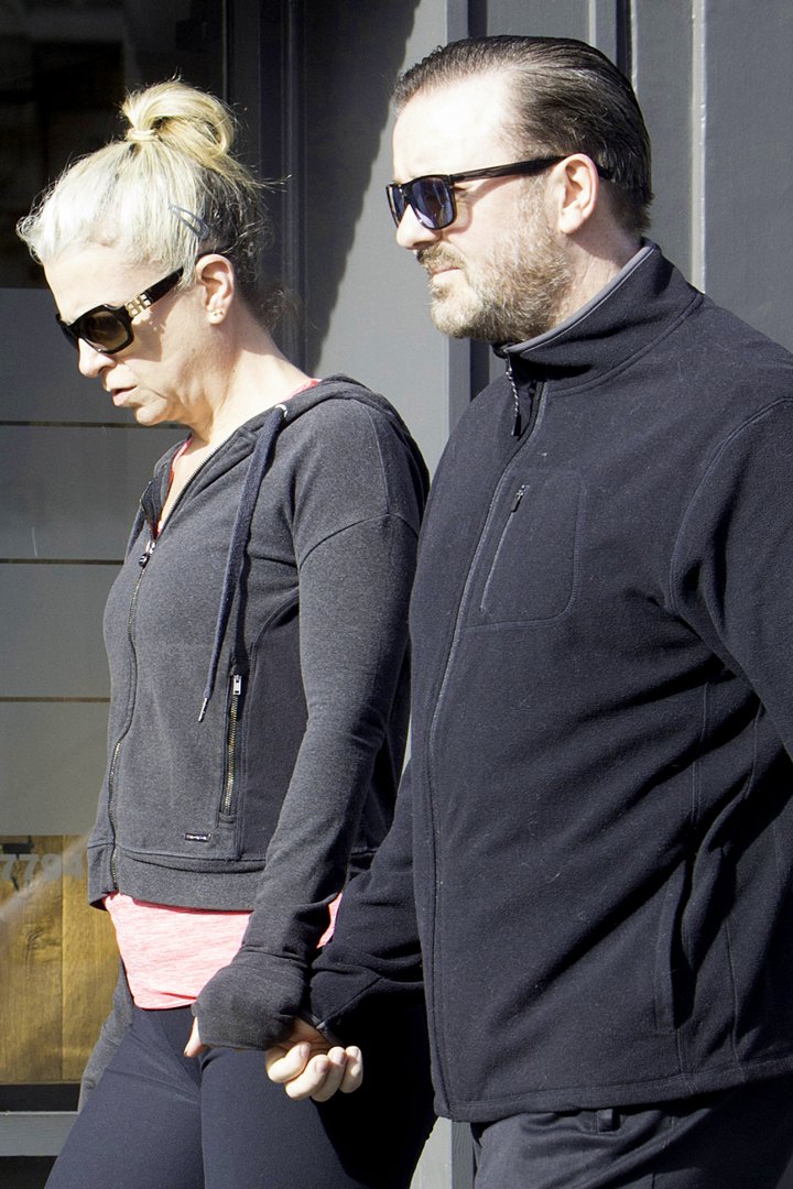 Jane Fallon and Ricky Gervais seen walking in Hampstead, England, on 12 October 2017. | Source: Getty Images