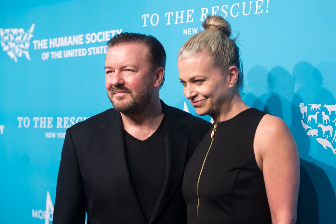 Ricky Gervais and Jane Fallon at The Humane Society of the United States 9th Annual To the Rescue! Gala on 9 November 2018 in New York, United States. | Source: Getty Images
