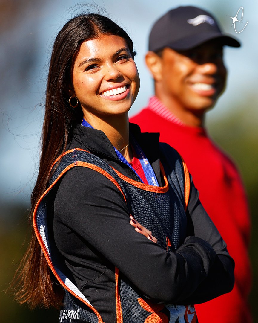 Sam Woods and Tiger Woods stand on the first tee during the second round of the PNC Championship at Ritz-Carlton Golf Club on December 22, 2024, in Orlando, Florida | Source: Getty Images