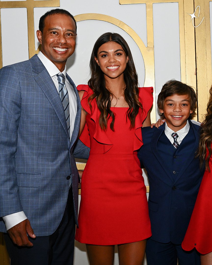 Tiger, Sam and Charlie Woods during the World Golf Hall of Fame Induction at the PGA TOUR Global Home on March 9, 2022, in Ponte Vedra Beach, Florida | Source: Getty Images