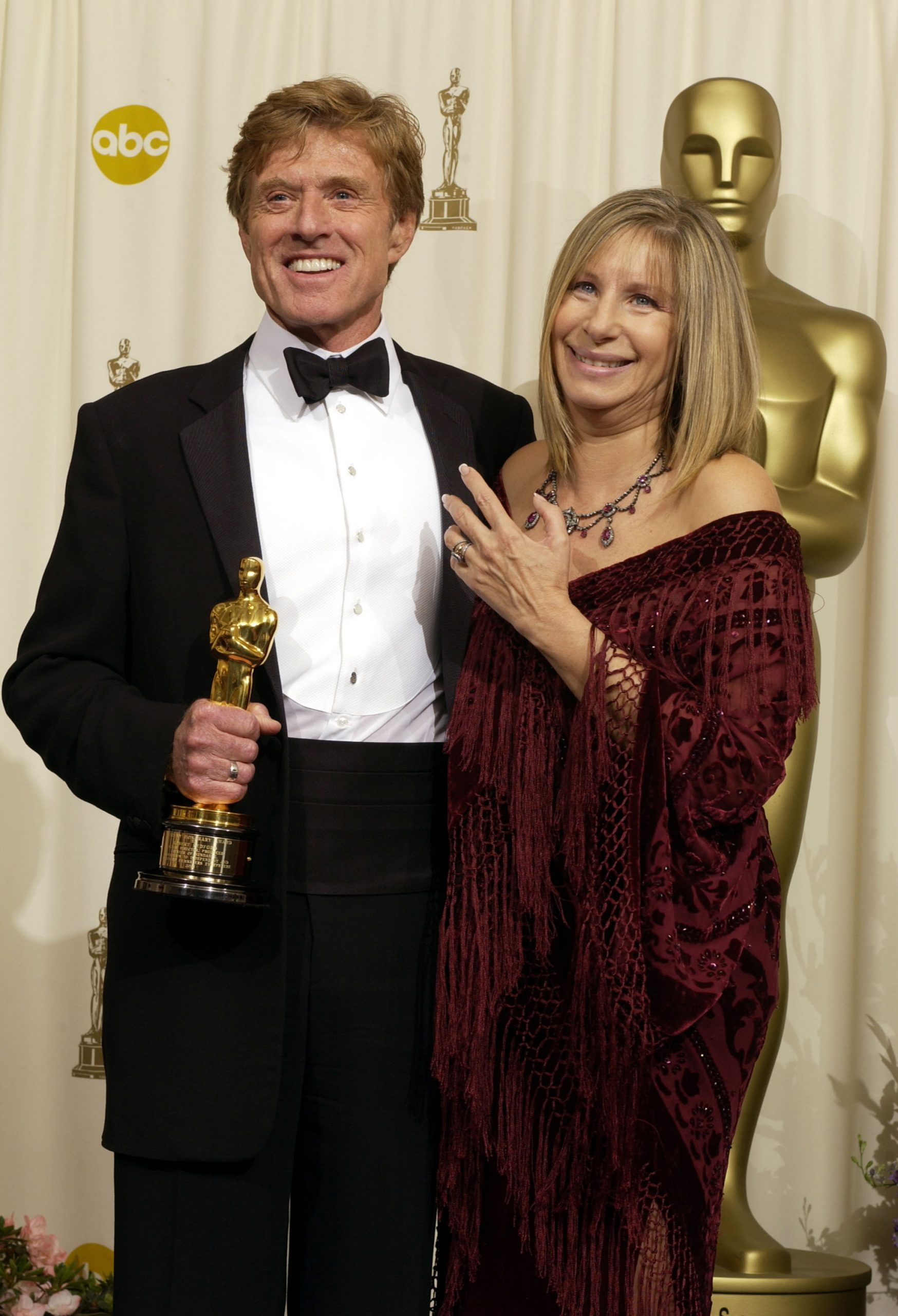 Robert Redford and Barbra Streisand at the 74th Annual Academy Awards in Hollywood, California in 2002. | Source: Getty Images