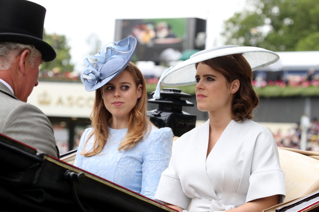 King Charles III, Princess Beatrice of York (C) and Princess Eugenie of York attend Royal Ascot Day 1 at Ascot Racecourse on 19 June 2018 in Ascot, United Kingdom. | Source: Getty Images